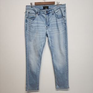 Brothers and Sons Light Wash Stretch Slim Straight Jeans Mens 36X32 Distressed